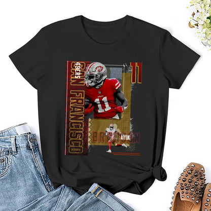 Brandon sport Aiyuk Football Paper 49ers 2 T-Shirt plus size tops anime kawaii clothes plus sizes t shirts for Women loose fit