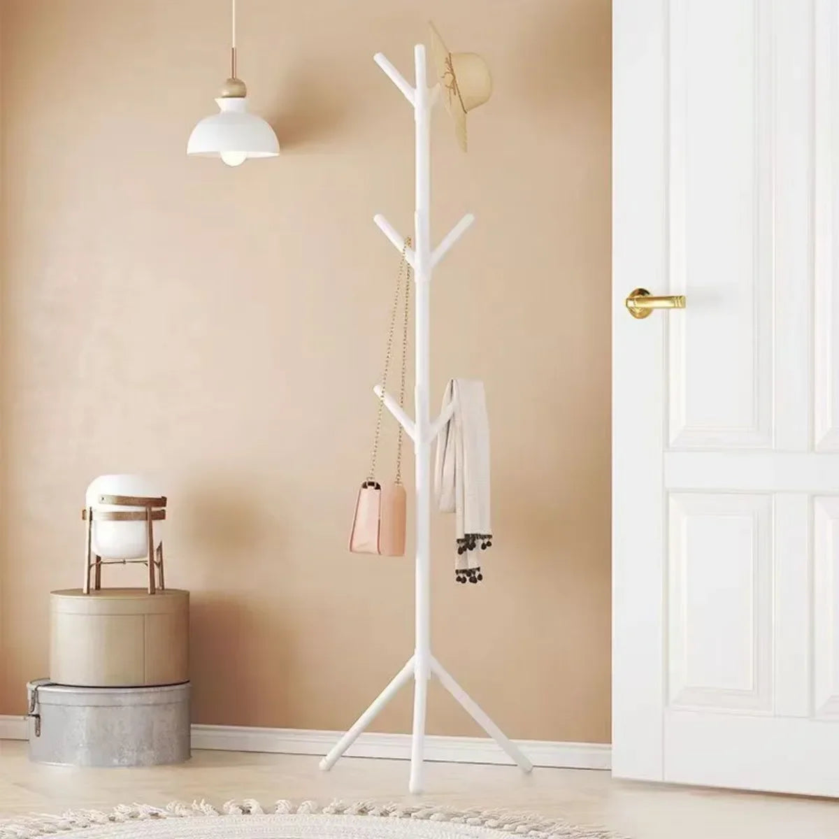 Clothes and Hats Rack Floor To Floor Bedroom Coat Hook Bedroom Vertical Tree Branch Shape Holder Hat Scarf Handbag Storage Hange