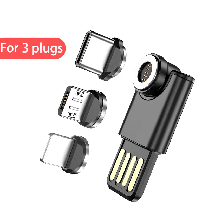 Melonboy 5Pin 540 Rotation Mini Magnetic Charger Usb Adapter Fast Charging Type C Micro Usb Charger for Samsung Huawei Xiaomi