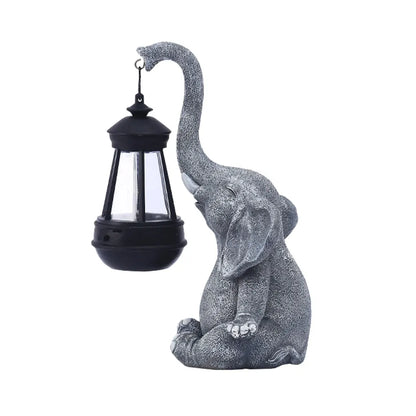 Resin Elephant Statue Ornament Creative Outdoor Christmas Decoration Solar Lamp Elephant Garden Lanterns Decoration Ornament