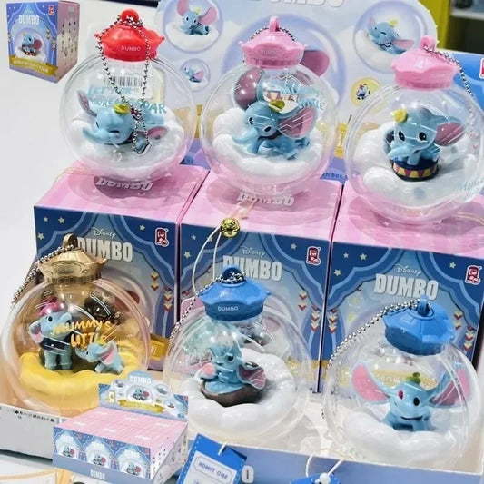 Cute Disney Anime Blind Box Dumbo Wishing Wind Chimes Crystal Ball Blind Box Blessing Pendant Room Decoration Toy Christmas Gift