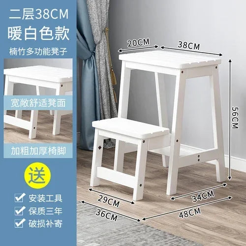 Innovative Multifunctional Household Ladder: Solid Wood Folding Storage, Dual-Use Ladder Chair, Climbing Stool for Home