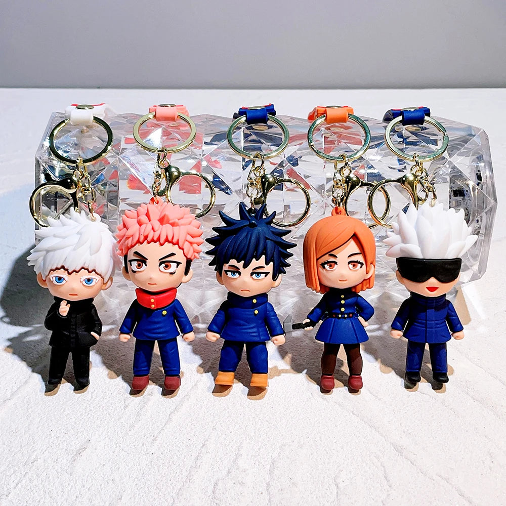 Anime Jujutsu Kaisen Cosplay keychain Gojo Itadori Fushiguro Kugisaki Sukuna Kawaii Doll Keyrings for Bag Pendant Key Holder