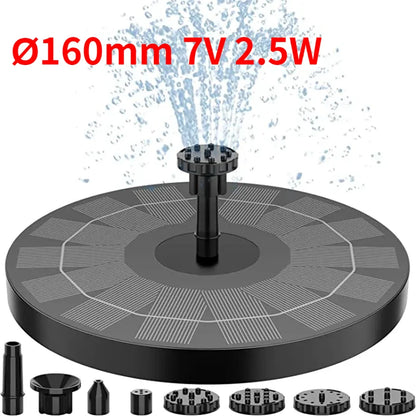 1W/1.5W/2.5W Outdoor Solar Fountain Suitable for Garden Pond Solar Fountain Pump Kit with 6 Nozzles for Garden Decoration