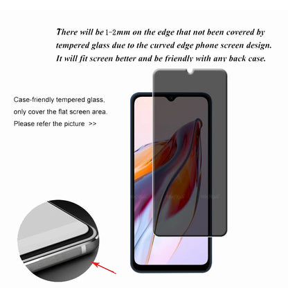 4Pcs For Redmi 12C Glass Xiaomi Redmi 12C Tempered Glass Protective 9H HD Privacy Anti-Spy Cover Glue Screen Protector Redmi 12C