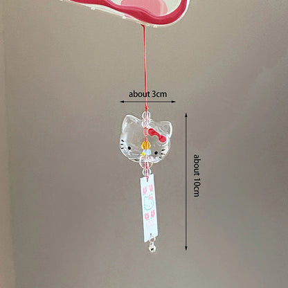 Anime Sanrio Figure Hello Kitty Wind Chime Mobile Phone Chain Pendant Cartoon Cat Keychain Kawaii Toy Gift Collectible Model