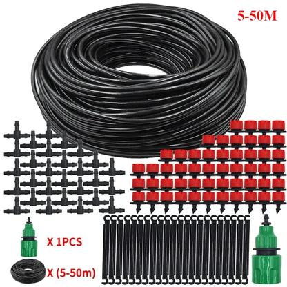 DIY 5-50m PVC Garden Watering Garden Hose 4/7mm Micro Irrigation Pipe Drip Watering Kits with Adjustable Drippers Punch Tool