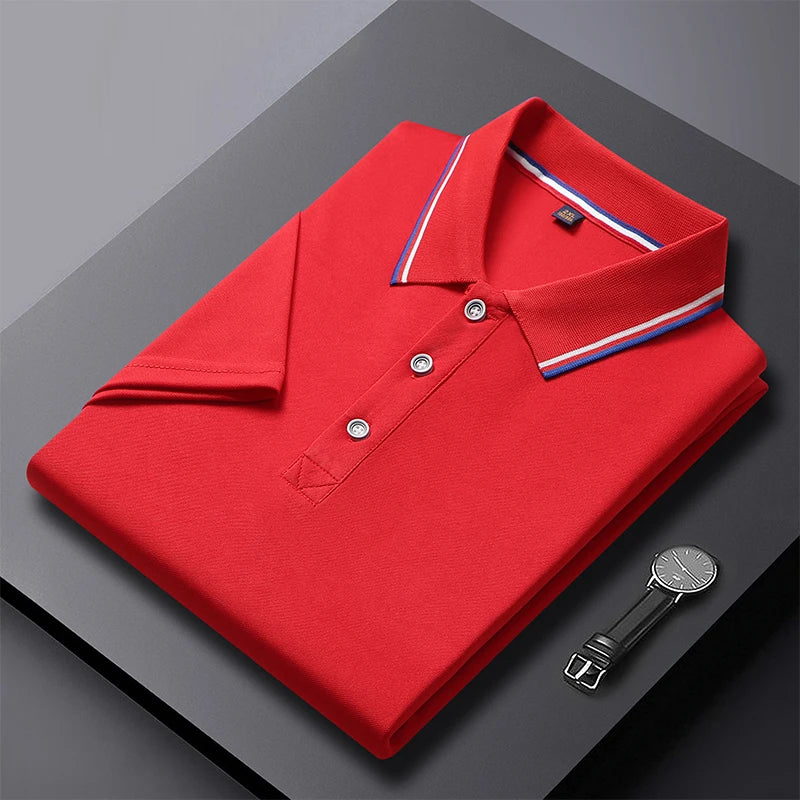 2024 Solid Color Polo Shirt Men's Business Polo Collar Half sleeved Top 2024 Summer Casual Short sleeved T-shirt for Men an