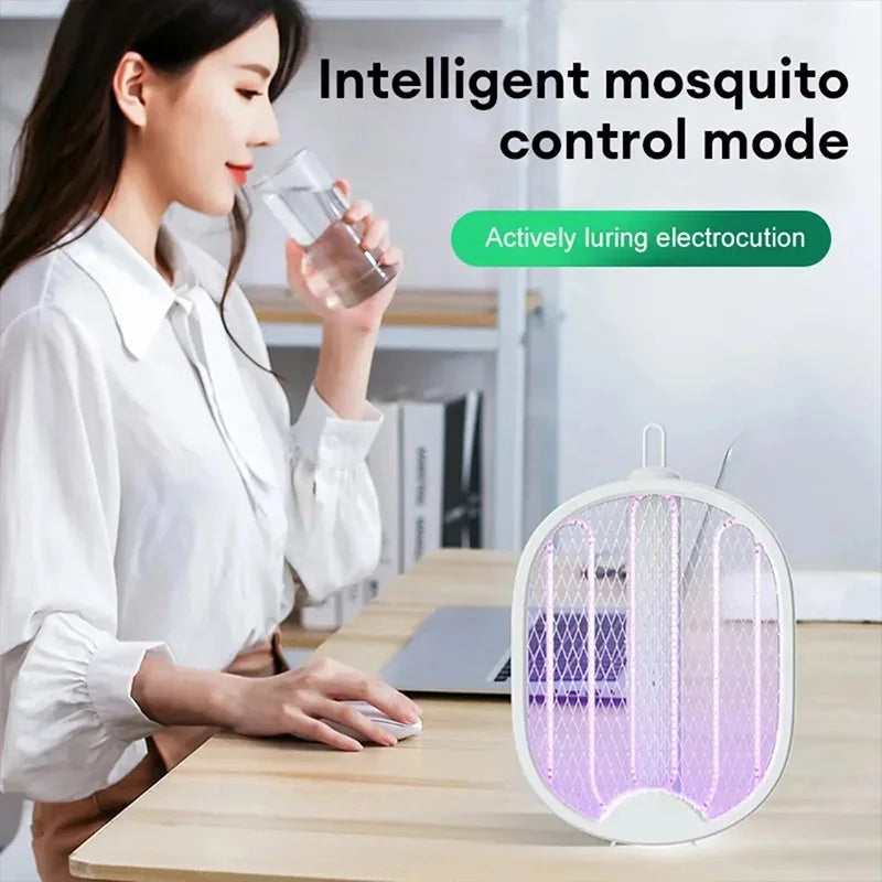 Foldable Electric Mosquito Swatter Mosquito Killer with UV Light USB Rechargeable Electric Bug Zapper Fly Bat Insect Swatter