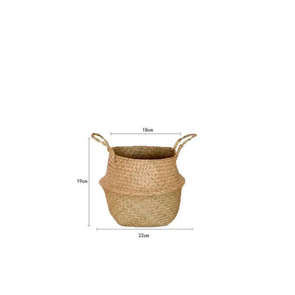 Wicker Basket Toy Organizer Folding Rattan Seagrass Storage Basket Laundry Woven Basket Plant Flower Pot For Home Garden