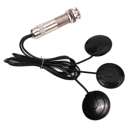 Guitar Pickup Piezo Contact Microphone Pickup 3 Transducer Pickup System for Acoustic 6.35mm Jack (Black)