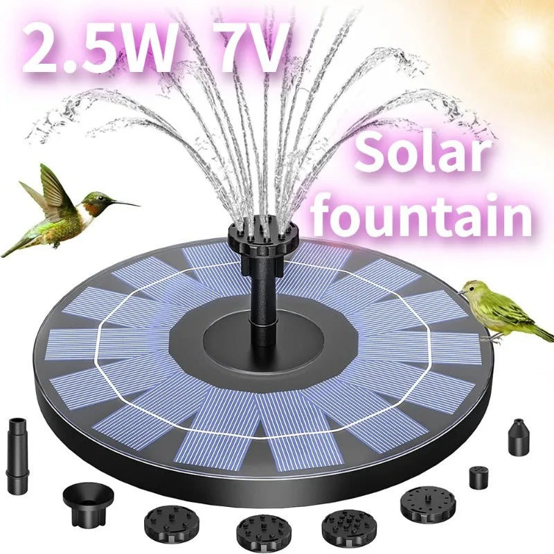 1W/1.5W/2.5W Outdoor Solar Fountain Suitable for Garden Pond Solar Fountain Pump Kit with 6 Nozzles for Garden Decoration