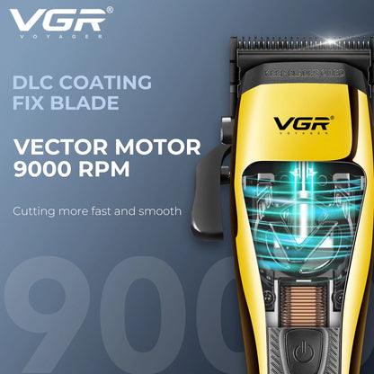 VGR Hair Clipper Professional Hair Trimmer Electric Hair Cutting Machine Vector Motor Haircut 9000 RPM Clipper for Men V-015