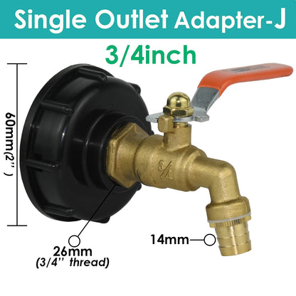 S60 Coarse Thread IBC Tank Tap Connecter 16mm 1/2'' 3/4'' Water Coupling Adapter Faucet Replacement Garden Home Valve Fitting