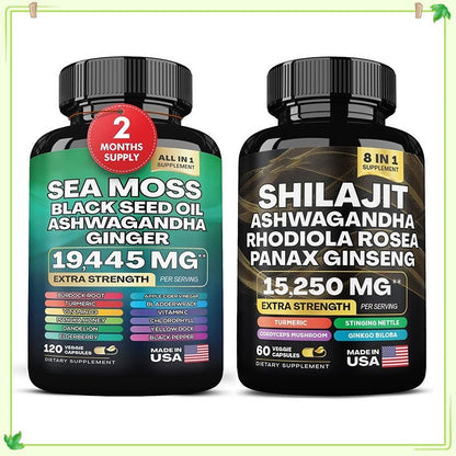 Sea moss Shilajit Frozen Collagen Peptide 2in1 Capsule Help Reduce Wrinkles