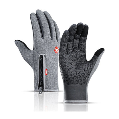 Sports Gloves Autumn Winter Men Women Motorcycle Fleece Zipper Touch Screen Warm Waterproof Cycling Windproof Non-slip Gloves