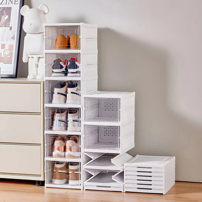 3/6 Layers Shoe Organizers Rack Shelf Foldable Shoes Box Thickened Plastic Sneaker Shoe Storage Box Dustproof Stackable Cabinet