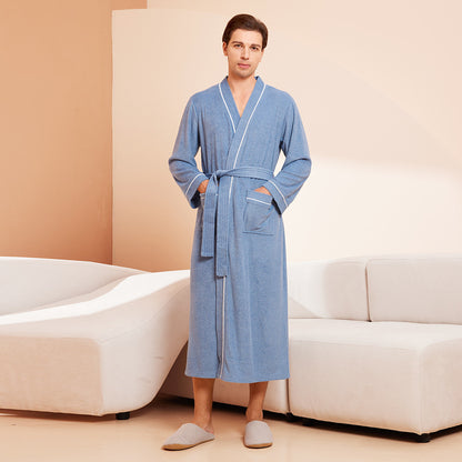 Bathrobe men's and women's towel fabric yukata long sleeved bath towel sleeping robe absorbent quick drying four season style