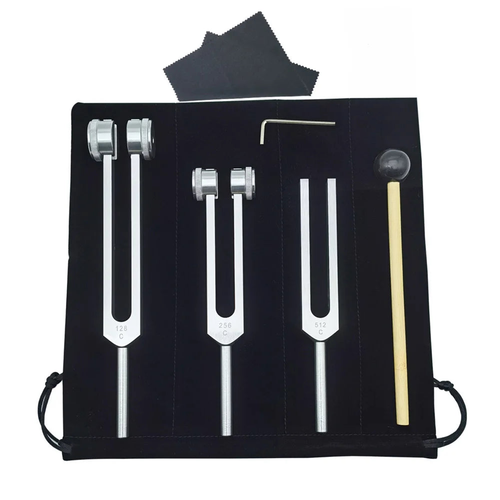 Tuning Forks Set 27.9x18.8x4.5cm Metal SILVER/GOLD128Hz 256Hz 512Hz Tuning Forks  For Musical Instruments Adjustment Tool