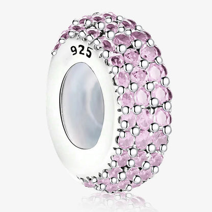 925 Sterling Silver Love Heart  Round Multi Colored Stone Bead Fit Bracelet Charms Beads For Women DIY Personalized Jewelry