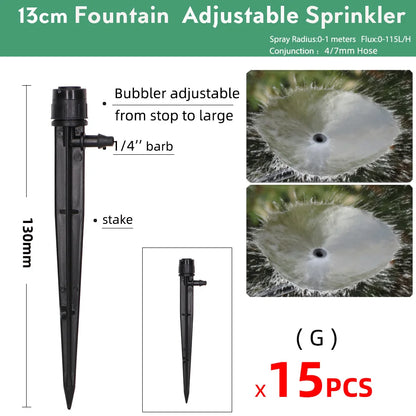 15PCS Gardening Watering Drip 13CM Stake Emitters Sprayer Vortex Sprinkler fit 4/7mm Hose Agriculture Irrigation Misting Nozzles