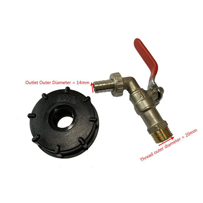 S60x6 Coarse Thread IBC Tank Tap Connecter X 1/2'' 3/4'' Water Coupling Adapter 1000L Garden Home Replacement Valve Fitting