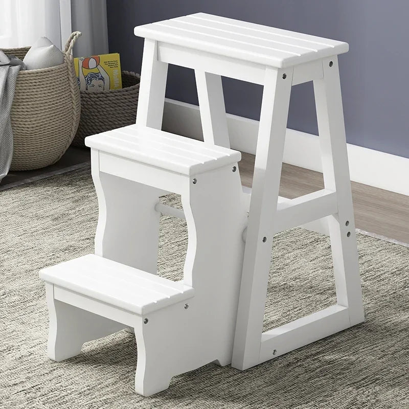 Innovative Multifunctional Household Ladder: Solid Wood Folding Storage, Dual-Use Ladder Chair, Climbing Stool for Home