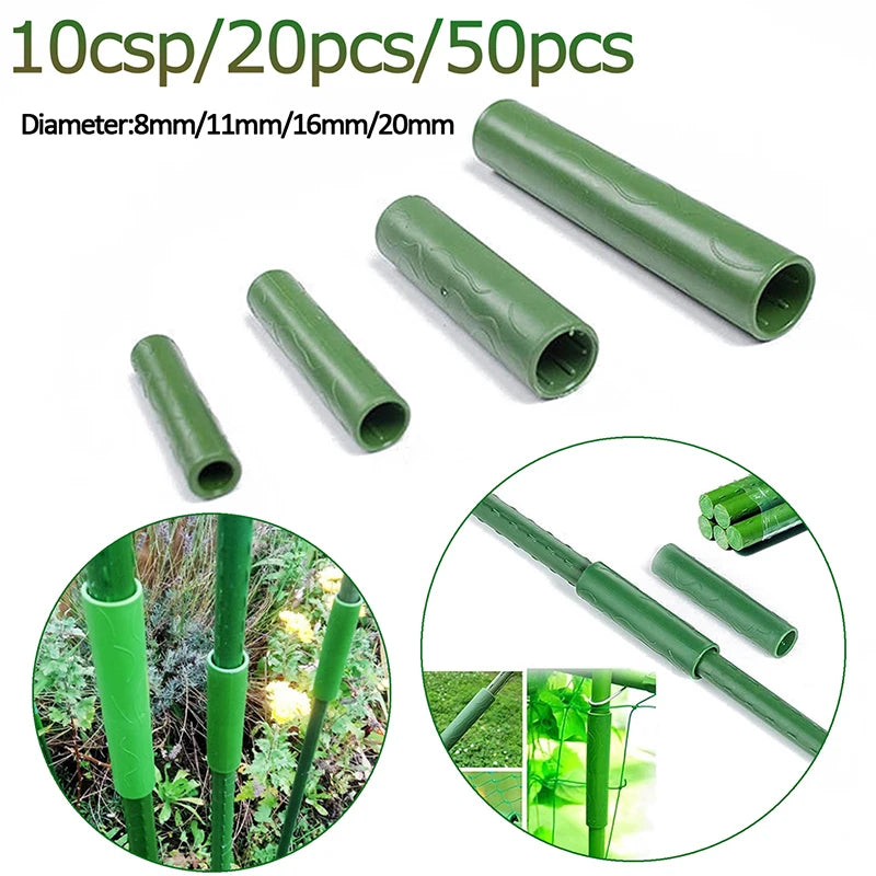 10/20/50pcs Plant Support Connecting Pipe Greenhouse Plant Growth Stakes Connector Garden Supports Tool