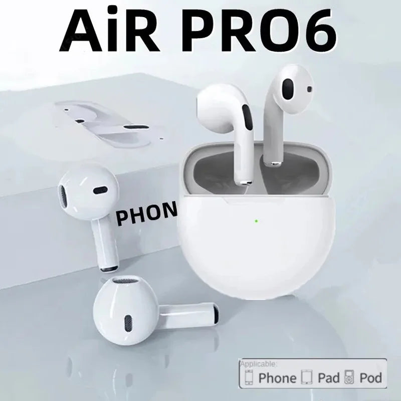 Original Air Pro 6 TWS Wireless Bluetooth Earphones In Ear Earbuds with Mic Noise Cancelling Headset For Apple iPhone Headphones