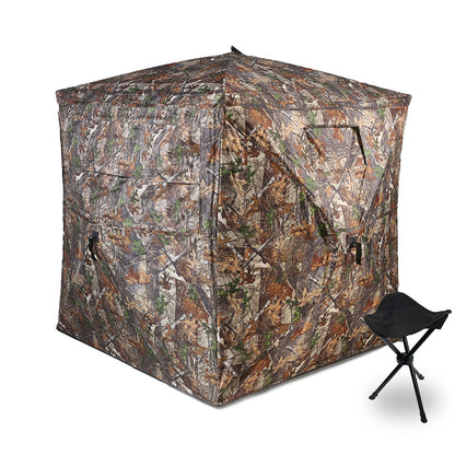 Outdoor See-Through Camouflaged Hunting Blind - Pop-Up Camo Tent for Hunting