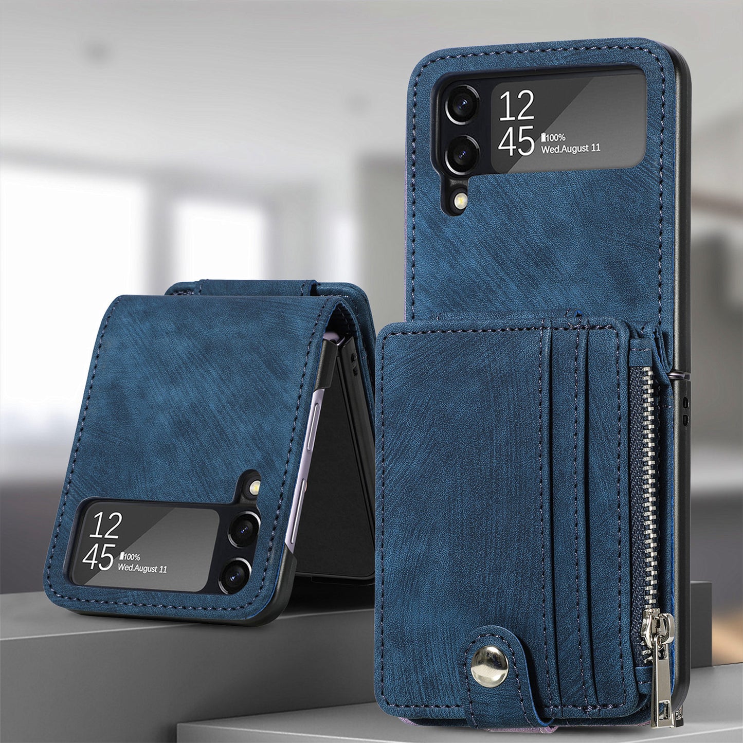 Suitable for Samsung Galaxy Z Flip4 folding phone case zipper card insertion protective cover Z Flip3 flip cover