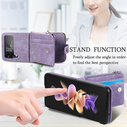 Suitable for Samsung Galaxy Z Flip4 folding phone case zipper card insertion protective cover Z Flip3 flip cover