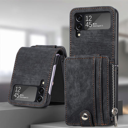 Suitable for Samsung Galaxy Z Flip4 folding phone case zipper card insertion protective cover Z Flip3 flip cover