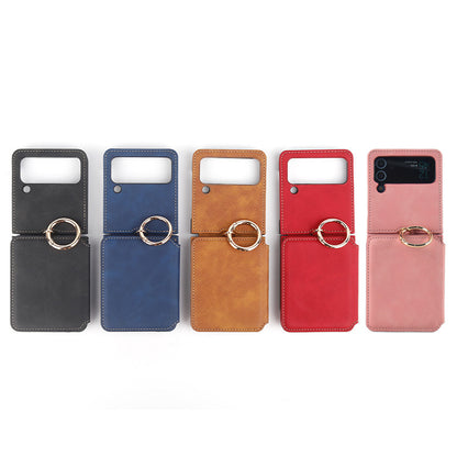 Suitable for Samsung ZFlip4 folding phone case, Huawei P50 ring phone leather case, ZFlip3 wallet phone case