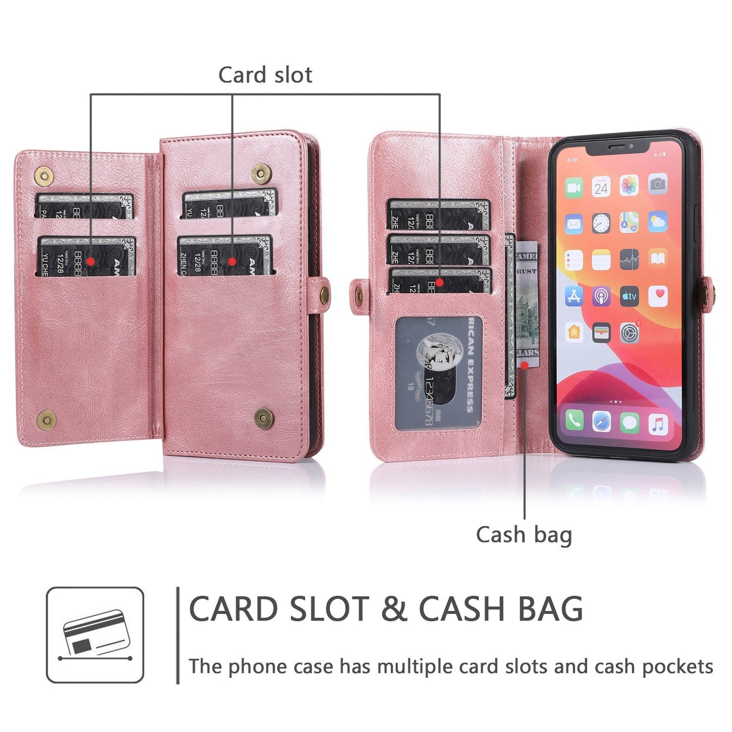 Suitable for iPhone 13 Pro multifunctional phone case Apple 14 Promax Apple wallet protective case 12 card insertion