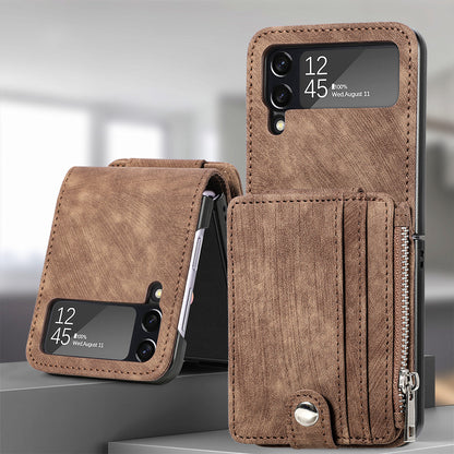 Suitable for Samsung Galaxy Z Flip4 folding phone case zipper card insertion protective cover Z Flip3 flip cover