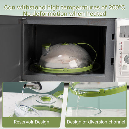 News Food Microwave Cover, Clear, with Water Steamer & Handle, 10 Inch, for Plate, Kitchen Gadget