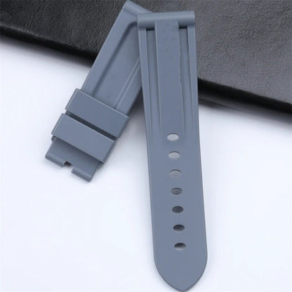 Panerai sea rubber watch strap original butterfly buckle folding buckle waterproof rubber silicone strap men's 22 24mm