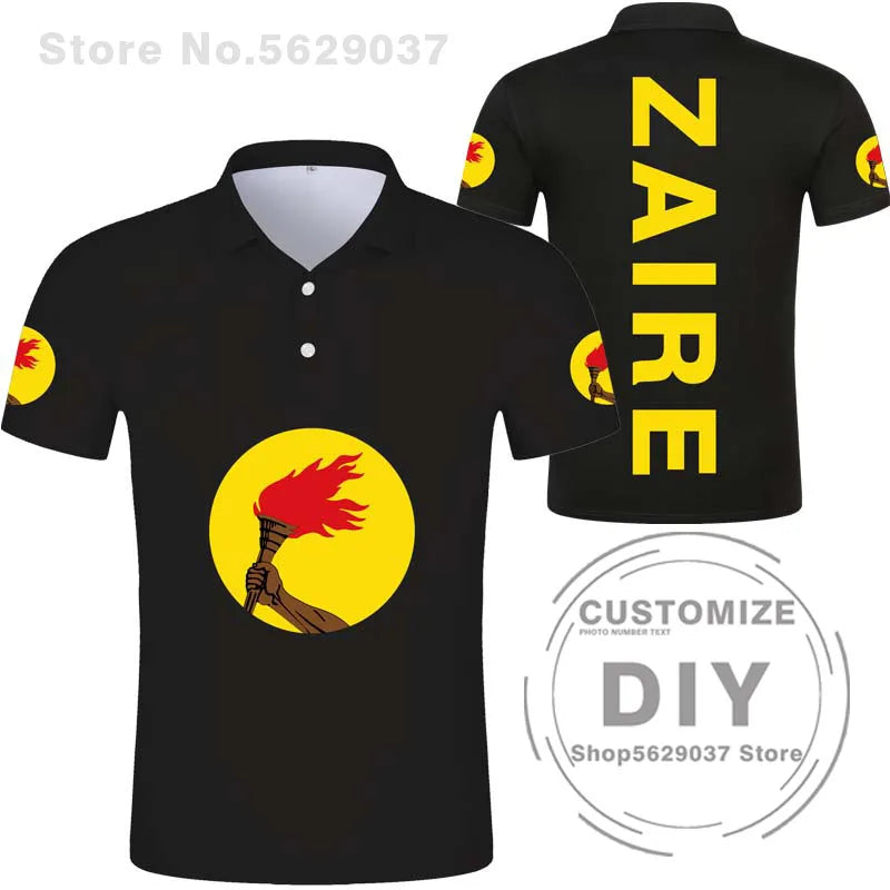 Zaire Flag 1971 1997 Polo Shirt Democratic Republic Of Congo Customized  Sports Polo Shirt Flag Polo Shirt Print Photo Clothes