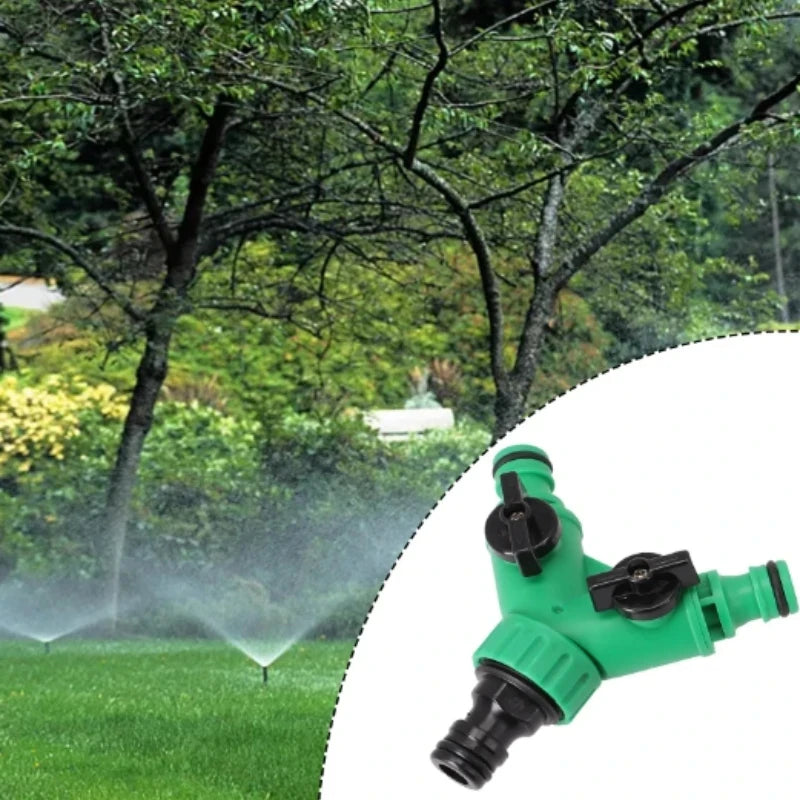 2 Way Garden Hose Splitter Garden Hose Connector with Faucet Watering Shut Off for Landscaping Flower Planting Irrigation