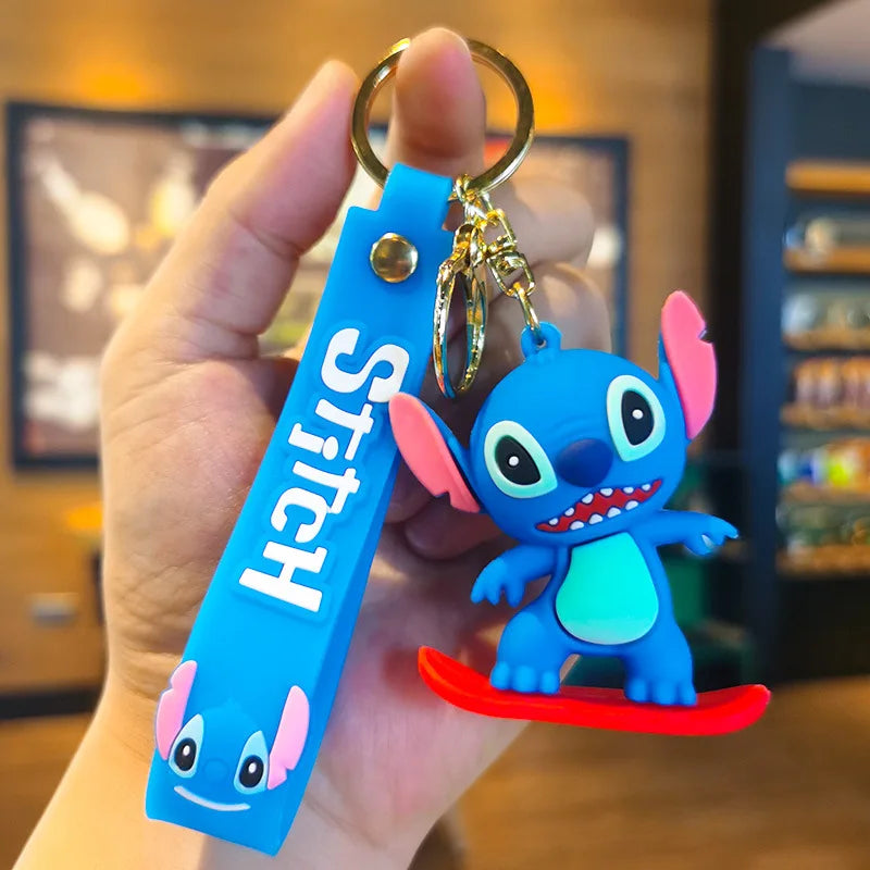 New Anime Disney Keychain Cartoon Mickey Mouse Minnie Lilo & Stitch Cute Doll Keyring Ornament Key Chain Pendant Kids Toys Gifts