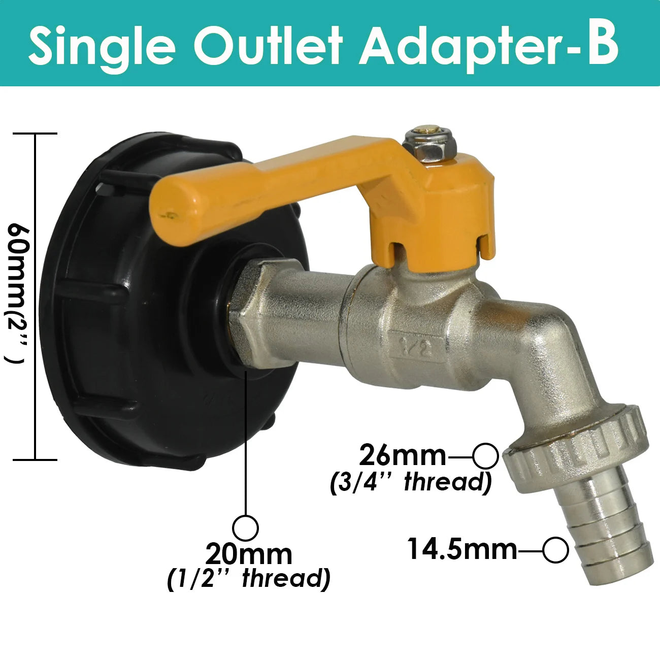 S60 Coarse Thread IBC Tank Tap Connecter 16mm 1/2'' 3/4'' Water Coupling Adapter Faucet Replacement Garden Home Valve Fitting