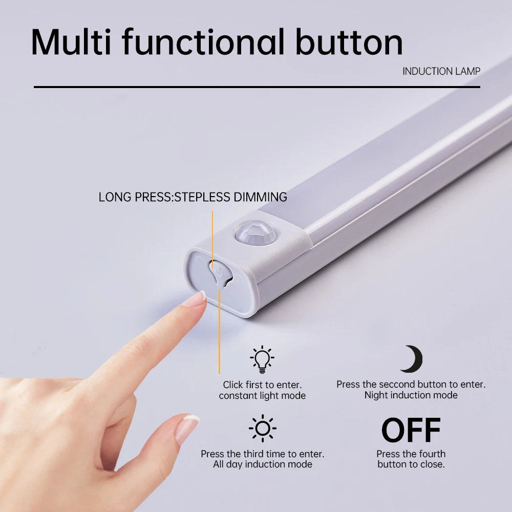 LED Motion Sensor Light Wireless LED Night Light Type C Rechargeable Light Cabinet Wardrobe Lamp Staircase Backlight For Kitchen