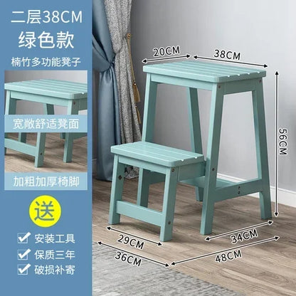 Innovative Multifunctional Household Ladder: Solid Wood Folding Storage, Dual-Use Ladder Chair, Climbing Stool for Home