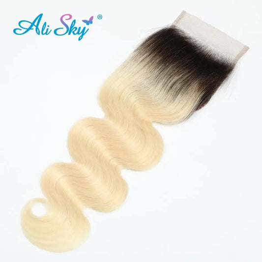 1b 613 Body Wave 4x4 Lace Closure HD Transparent Brazilian Hair Closure 100%Human Hair 13x4 Lace Frontal Ombre Blonde Preplucked