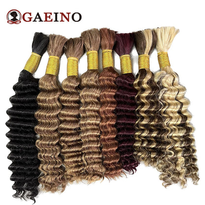 Deep Wave Bulk Hair Human Hair Braiding Color Natural Black No Weft Bulk Human Hair For Braiding Extensions Salon Quality 14-28"