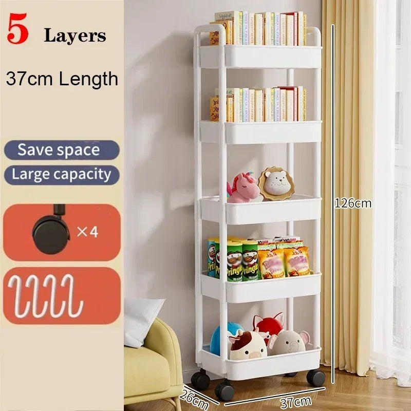 Bookshelf Storage Trolley Mobile Kitchen Trolley Organizer With Wheels Gap Mobile Bookshelf Trolley Household Snacks StorageRack