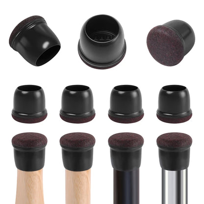 8PCS Chair Leg Floor Protectors with Thick Wrap Felt Pads Silicone Furniture Leg Covers Black Table Feet Cups to Protect Caps