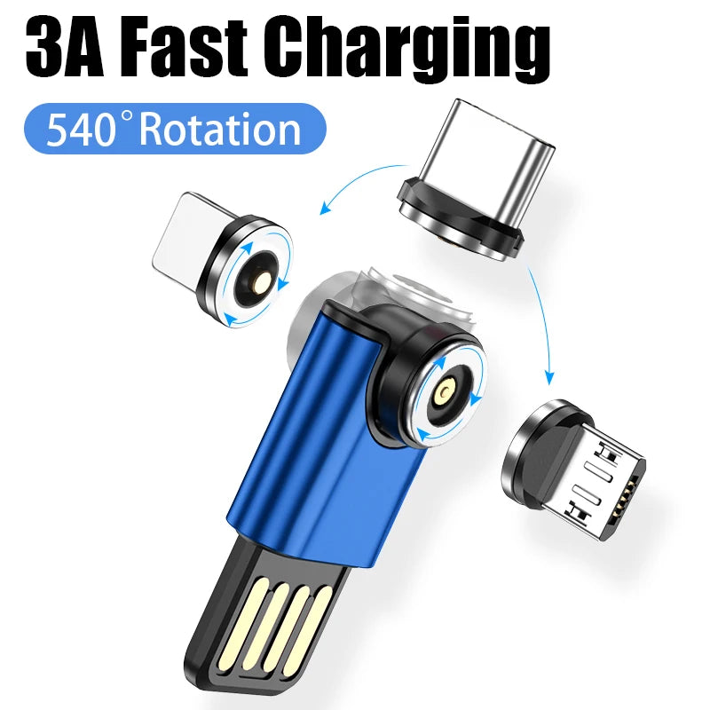 540° degree rotating Mini USB C Magnetic Adapter for iPhone Huawei Xiaomi Samsung  Magnetic Cable Fast Charging Magnet Charger