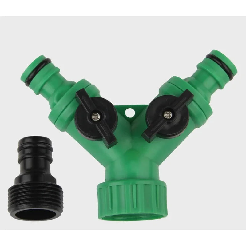 2 Way Garden Hose Splitter Garden Hose Connector with Faucet Watering Shut Off for Landscaping Flower Planting Irrigation